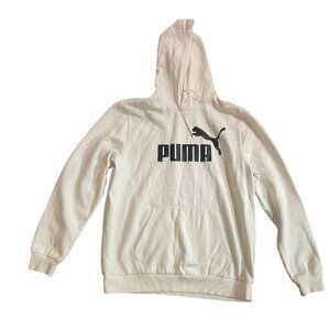 Puma. White hooded sweatshirt. Size XL. With design logo. Made in India.